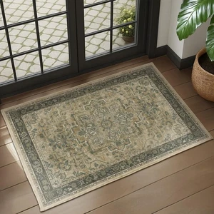 Vintage Distressed 2x3 Kitchen Rugs Washable Non Slip, Moody Medallion Door M... - Picture 1 of 9