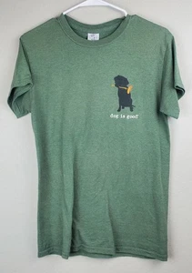 Dog Is Good Size Small T-Shirt Men's Women's Unisex Never Camp Alone Green - Picture 1 of 8
