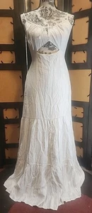Express Womens Cream Size S Maxi  Layered Tiered Ruffle Dress Pre-owned  - Picture 1 of 10