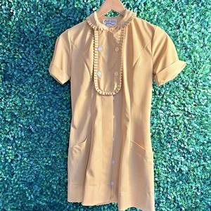 RARE! Vintage ANGELICA Uniform? Dress Size-30 Mustard Yellow Short Sleeve USA - Picture 1 of 21