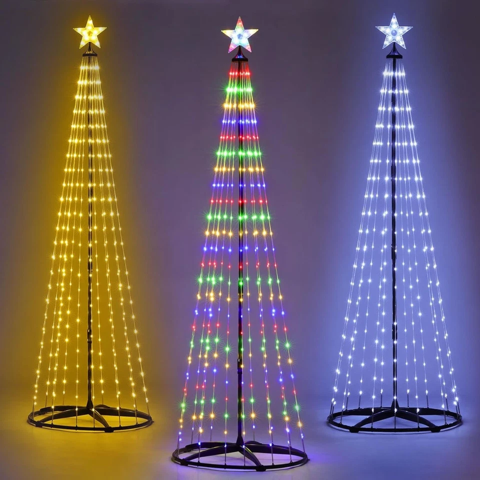 TAYLOR & BROWN 5ft 7ft Christmas Xmas Led Star Cone Tree Lights Decoration Indoor & Outdoor