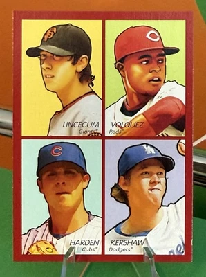 2009 Goudey 4 合 1 红色 Tim Lincecum Clayton Kershaw #35-33 近乎完好“ASCARDS” — 第 1/2 张图片