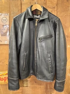 Schott schwarze Single Rider Lederjacke B Zustand Vintage Style - Bild 1 von 8