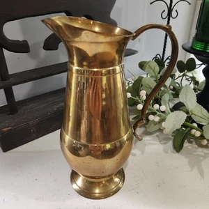 Vintage Solid Brass Pitcher with Handle 8" tall, Made in India - Picture 1 of 6
