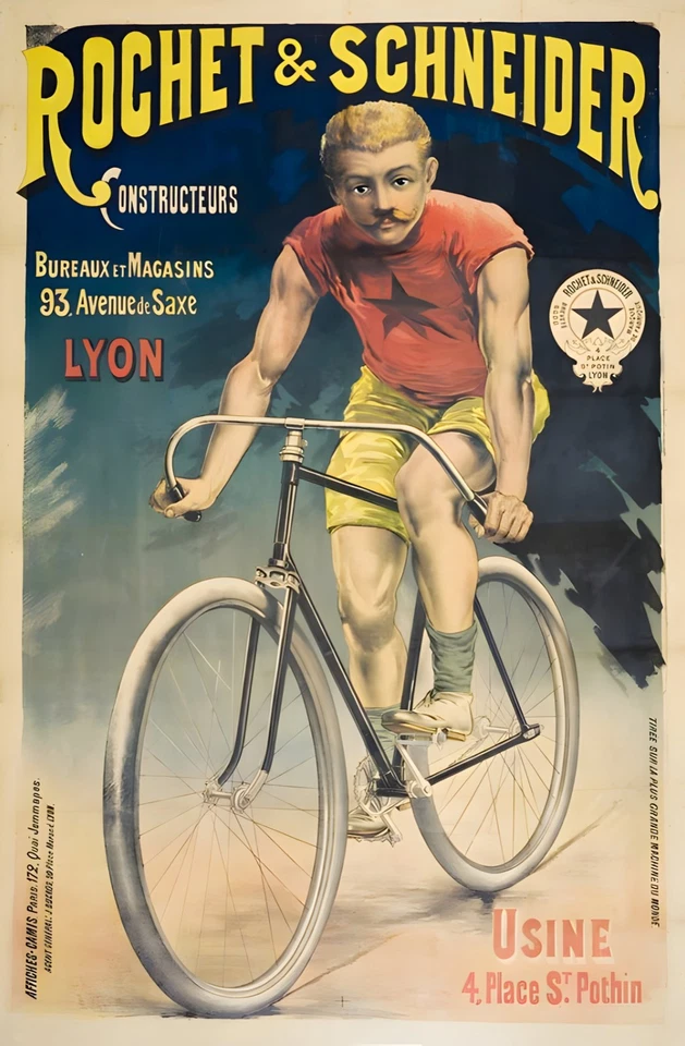 16538.Wall Decor Poster.Interior Art.Rochet & Schneider Cycling French Ad Man - Image 1 of 1