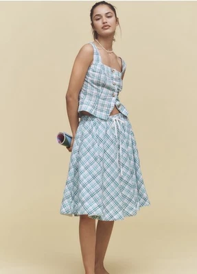 Conjunto Falda Midi Maeve Anthropologie Cuadros Verde Blanco Talla S, NUEVO Foto 1 de 4