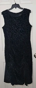 R&M Richards Dress 90's Y2K Black Velvet Burnout Pleated Whimsigoth Fairy Sz 16 - Picture 1 of 10