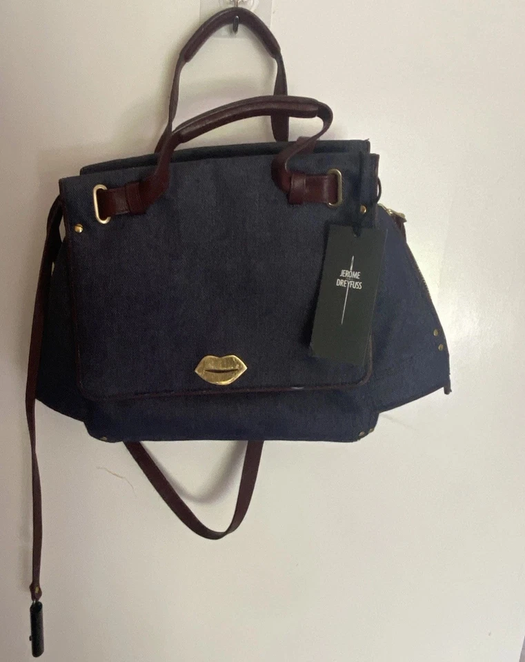 Jerome Dreyfuss Paris, Elegante bolso azul con detalles marrones. Foto 1 de 4