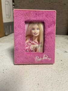 Barbie 2002 Pink Fuzzy Faux Furry Picture Frame 4.5" Photo Portrait McD's - Picture 1 of 4