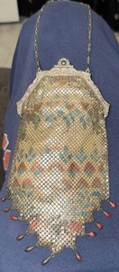 Vintage Mandalian Mfg Co Art Deco Enamel Mesh Purse 1900-1920's RARE - Picture 1 of 20