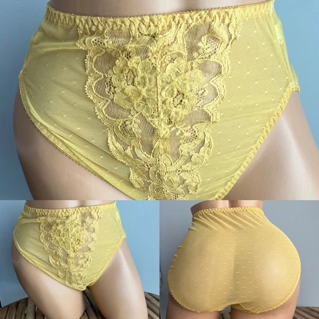 VINTAGE VANITY FAIR MESH LACE BIKINI PANTIES sz L - Image 1 of 1