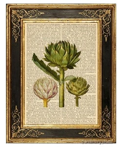 Alcachofa #2 Impresión artística en página de libro vintage cocina decoración del hogar verduras vegetales vegetales - Imagen 1 de 3