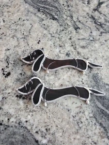 RARE VTG Sausage Dachshund Wiener Dog SUNCATCHER Stained Glass Handmade - Picture 1 of 14