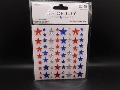 Pegatinas de pedrería estrella roja, transparente y azul manualidades papel 4 de julio 64 piezas Foto 1 de 2