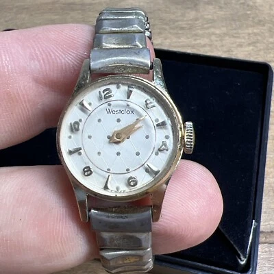 Reloj de Colección Westclox 17 Joyas Damas Cuerda Funcionando Banda Elástica Suizo! Foto 1 de 4