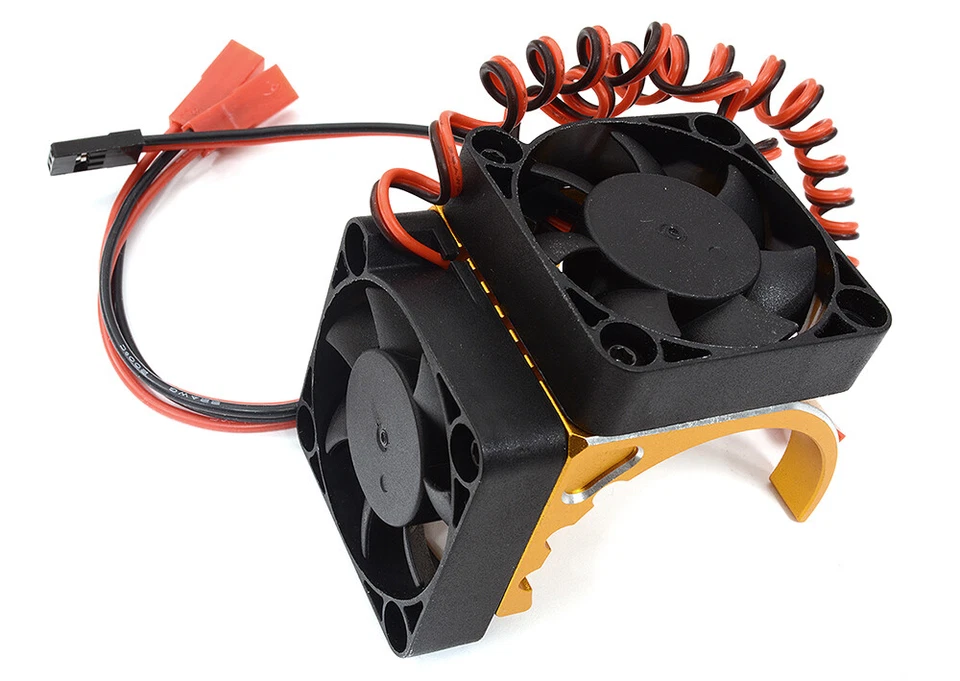 Gold Motor Heatsink 42mm Size with Cooling Fans for Most 1/8 & 1/7 Scale RC - Image 1 of 1