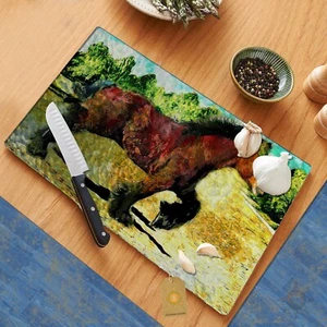 Belgian Draft Horse Glass Cutting Board Hot Plate Trivet - Picture 1 of 1