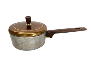 Vintage Regal Ware Quality Aluminum 6" Sauce Pot Copper Colored Lid Wood Handle - Picture 1 of 8