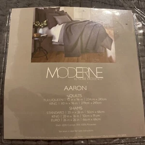 MODERNE by NOBLE EXCELLENCE LinenCotton KING Sham Gray New 20”X36” New With Tags - Picture 1 of 6