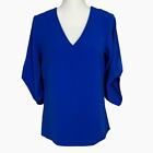 Snider Royal Blue Blouse Wide Tulip Sleeves Size Small Staci Snider Quiet Luxury