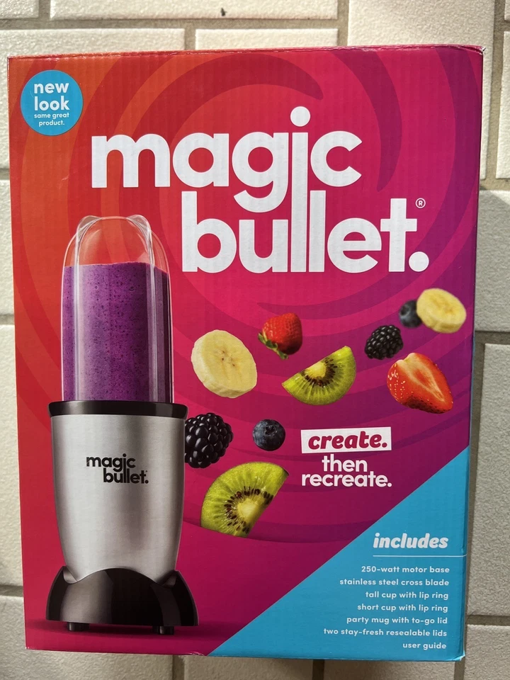Magic Bullet Blender Stainless Steel Blade & Tall Cup Black Base 7 Pieces - Image 1 of 4