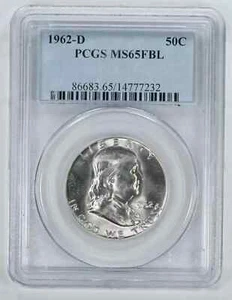 1962 D FRANKLIN HALF DOLLAR 50C PCGS MS 65 FBL MINT UNC - FULL BELL LINES (232) - Picture 1 of 4