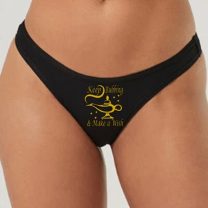 Sexy Panties Thong " Keep Rubbing & Make a Wish " Naughty Funny Genie Magic Lamp - Picture 1 of 5