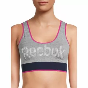 Reebok Women's Gray & Hot Pink Low Impact Ideal Fit Retro Bralette Size LG NWT - Picture 1 of 5