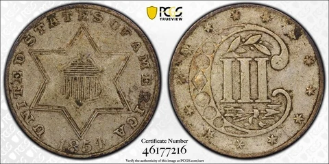 1854 P PCGS XF40 | Three Cent Silver Trime - 3c US Coin #41476A Cover