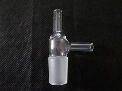 Laboratory Glass 19/22 Septum Inlet Adapter w/ 9mm  O.D. Top and Sidearm Chipped - Image 1 of 4
