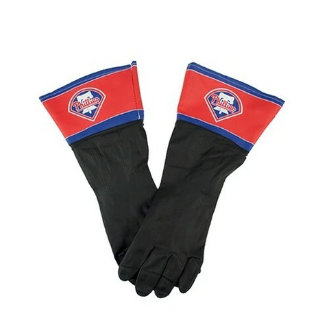 TWO (2) PAIR OF PHILADELPHIA PHILLIES LATEX CLEANING GLOVES FROM LITTLE EARTH Cover