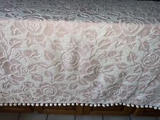 SHABBY CHIC VINTAGE CHENILLE BEDSPREAD/COVERLET PINK ROSES~83x110’ F/QUEEN