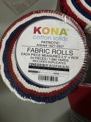 Robert Kaufman Kona Cotton Roll-Up Patriotic 2.5"Quilting Strips Fabric 1.680 Yd - Image 1 of 4