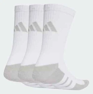 ADIDAS MENS WOMANS SOCKS 3 PAIRS CLIMACOOL CUSHIONED GYM SPORTS CREW SOCK WHITE - Picture 1 of 4
