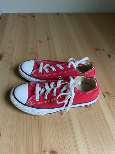 SCARPE DA GINNASTICA CONVERSE ALL STAR YOUTH BAMBINO TAGLIA 1 BASSE ROSSE TELA SNEAKERS