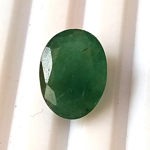 Natural Green Emerald 9X12 MM Oval Faceted Zambian Untreated Gemstone 3.80 Carat - Picture 1 of 6