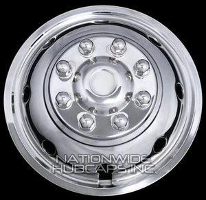1 Front Ford E350 E450 Van RV 16" Dual Wheel Simulators Dually 8 Hole Hub Caps - Picture 1 of 4