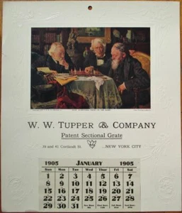 Chess Game 1905 Advertising Calendar/Poster - New York City, NY - Moeller/Artist - Picture 1 of 1
