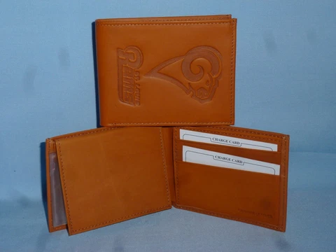 ST. LOUIS (now Los Angeles) RAMS   Leather BiFold Wallet   NEW   tan Cover