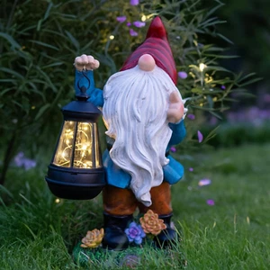 Solar Garden Statue Lights Gnome Figurine with Solar Lantern, Outdoor Garden ... - Picture 1 of 1