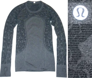 Lululemon Swiftly Tech L/S Shirt Stretch Heathered Black (grey) Geometric sz  4 - Picture 1 of 10