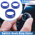 3 Pcs Car Ac Audio Tune Switch Knob Ring Cover For Dodge Dart 2012-2018 Blue