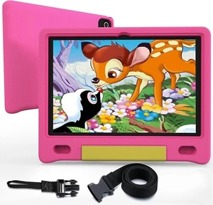 10.1" HD Screen Android 14 Tablet for Kids 64GB Octa-Core WiFi Dual Camera PINK - Picture 1 of 9