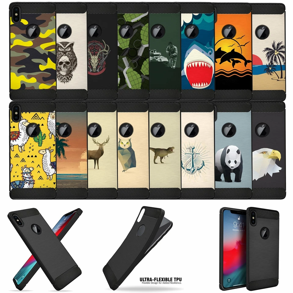 Funda flexible de fibra de carbono TPU negra artística para (iPhone Xs Max (2018)) Foto 1 de 1