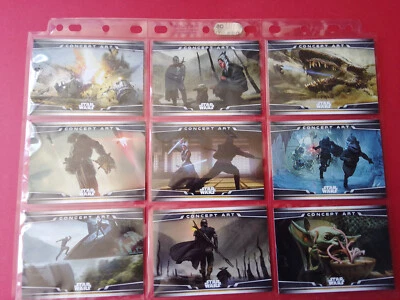 STAR WARS Mandalorian Topps set complet Concept Art lot de 9 cartes neuves - Photo 1/3
