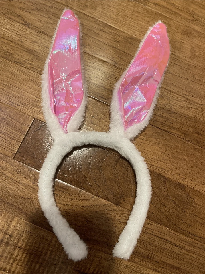 Bunny Ears Headband White Pink rabbit hair band accessory easter bunny costume - Image 1 of 1