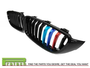 For 2015+ BMW F33 435i Convertible Front Glossy Black Grille /// M Tri METAL - Picture 1 of 3