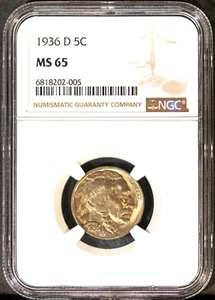 1936-D 5c Indian Head Buffalo Nickel MS 65 NGC # 6818202-005 + Bonus - Bild 1 von 2