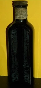 BOTELLA DE MEDICINA PATHER JOHNS 9 3/4"" ALTA CON TORNILLO SUPERIOR MARRÓN LOWELL MASA EE. UU. - Imagen 1 de 5