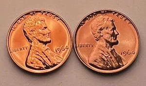 2 (two) Beautiful Proof Red 1964-P Lincoln Memorial Cents - Picture 1 of 6